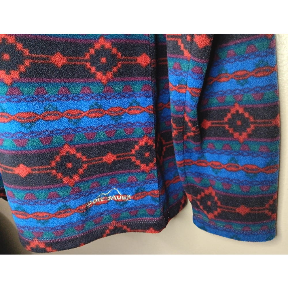 Eddie Bauer Women's Large 1/2 Zip Pullover Fleece Sweatshirt Aztec Tribal - Picture 4 of 12